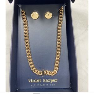 Violet Harper Gold Chain And Earrings Set, New in Box, 16”-20” Heavy Gold